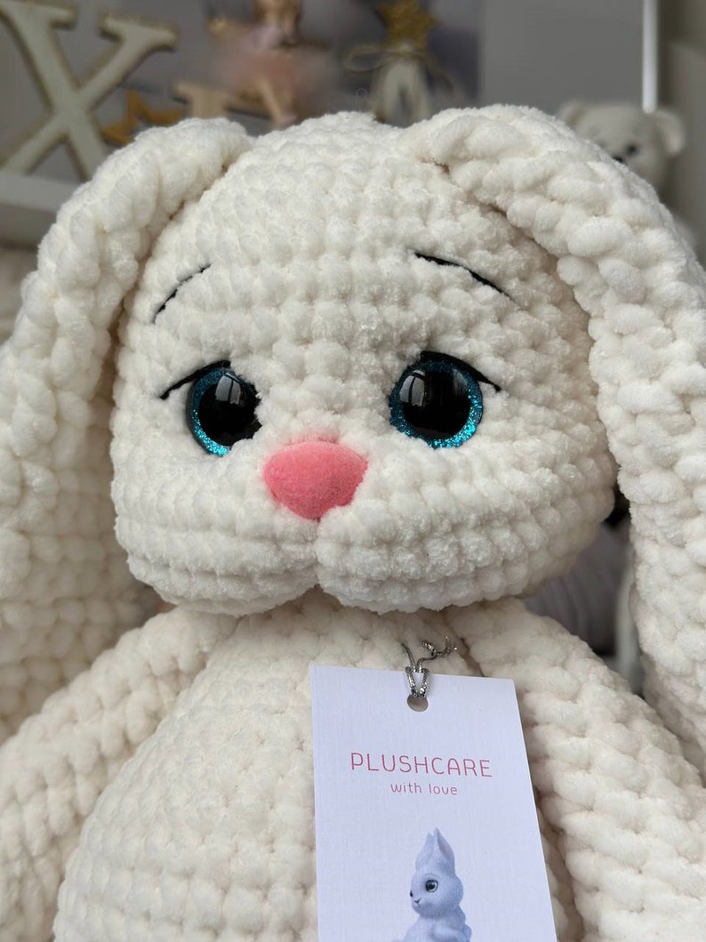 Crochet bunny White plush bunny Crochet toy for kids Stuffed Bunny Crochet rabbit toy Pregnancy gift zdjęcie 7