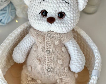 Crochet teddy bear, Toddler toy Plush teddy bear, New mom baby shower gift Pregnancy gift