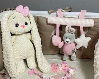 Crochet bunny White plush bunny Crochet toy for kids Stuffed Bunny Crochet rabbit toy Pregnancy gift