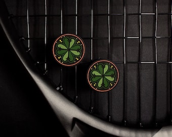 2 pieces, tennis dampener, clover leaf, shock absorber, dampener, + trading card, vibration dampener, tennis balance, tennis gift