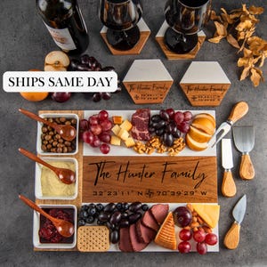 GPS Coordinate Personalized Charcuterie Board, New Home, Housewarming Gift, Realtor Closing Gift, Newlywed Couple Gift, Unique Wedding Gift