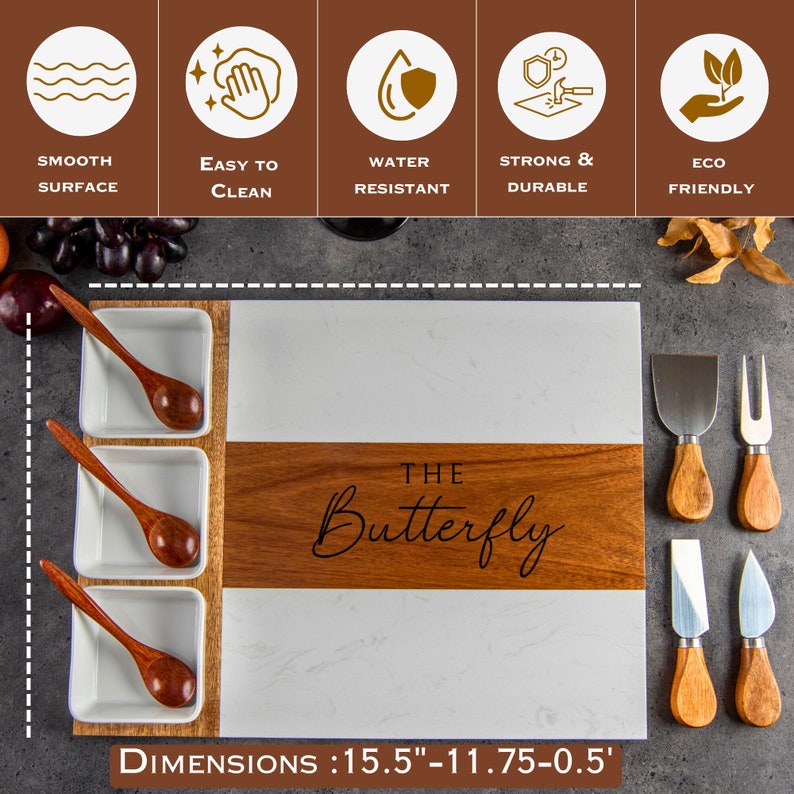 Personalized Cutting Board, Charcuterie Board, Wedding Gift, Bridal Shower, Housewarming , Unique Hostess Gift, Engagement Present, Hosting Decor, Bridal Shower,  for Bridesmaids perfect blend of artistry and functionality with Handmade Marble Wood