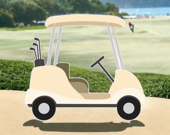 Golf cart party prop sign baby shower cutout centerpiece backdrop gender reveal golf Party decorations.