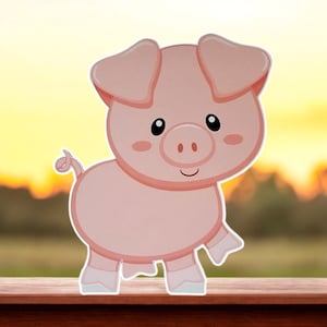 Farm animal baby pig party prop backdrop sign cutout centerpieces party decorations.