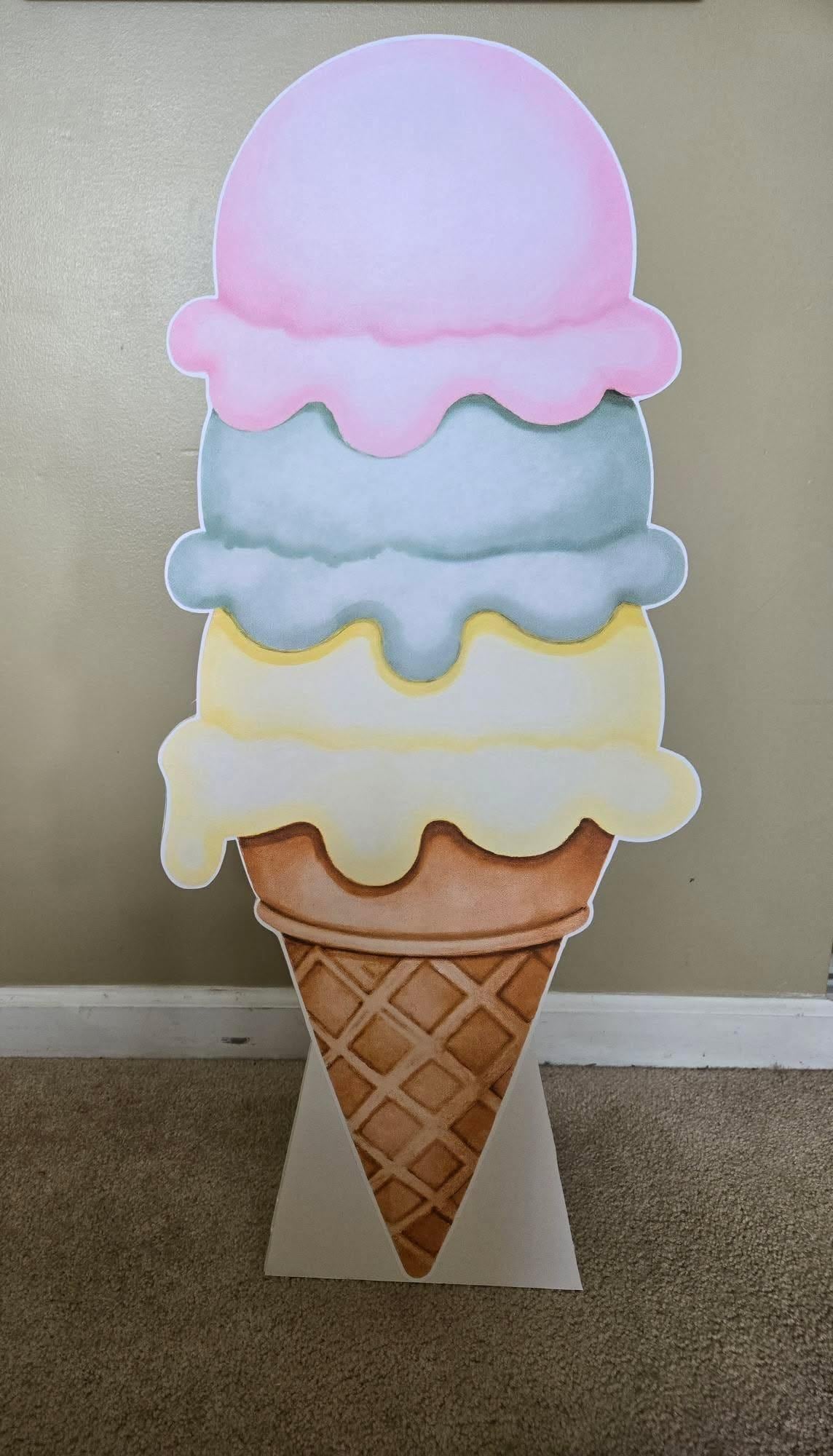 Ice cream party prop decorations, Centerpiece, foam board cutouts, backdrop party decor