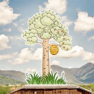 Bee tree Bear tree cutout bee Party prop birthday Centerpieces  backdrop sign party decorations baby shower gender reveal party.