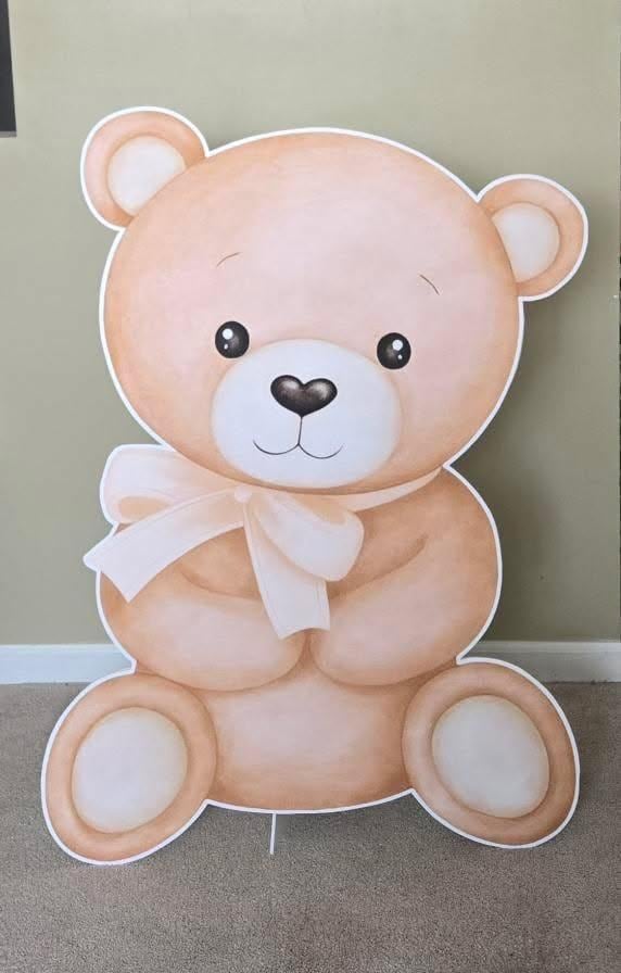 Baby Bear with cream bow Baby shower party Props, Birthday party, cutouts decorations, Centerpiece, Backdrop, party decor.