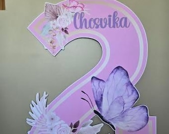 Butterfly Birthday Party Prop, Personalized Age, Foam Board Centerpiece