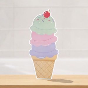 Ice cream party prop decorations, Centerpiece, foam board cutouts, backdrop party decor