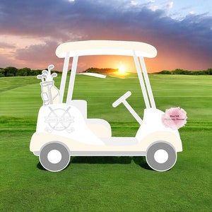 Golf cart party prop sign baby shower cutout centerpiece backdrop personalized gender reveal golf Party decorations.