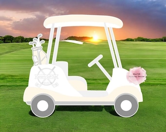 Golf cart party prop sign baby shower cutout centerpiece backdrop personalized gender reveal golf Party decorations.