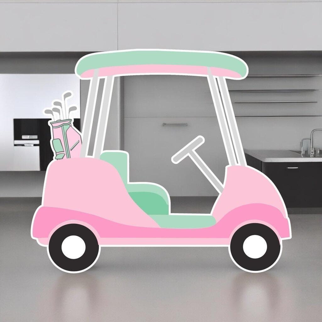 Golf cart pink and green party prop sign girl birthday party Baby shower  Centerpiece, Backdrop, golf party theme, party decorations.