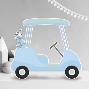 Golf cart blue and green party prop sign backdrop baby shower boy birthday party standee  golf party decoration.