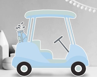 Golf cart blue and green party prop sign backdrop baby shower boy birthday party standee  golf party decoration.