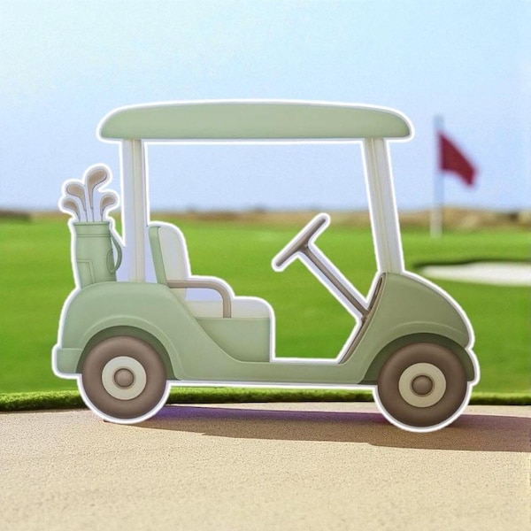 Golf cart sage cutout party prop sign baby shower golf birthday themed centerpiece backdrop gender reveal golf Party decorations.