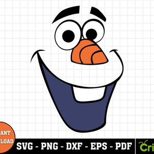 Olaf Face Svg Layered Item, Clipart, Cricut, Digital Vector Cut File, Svg, Png, Dxf, Eps, Pdf, Files