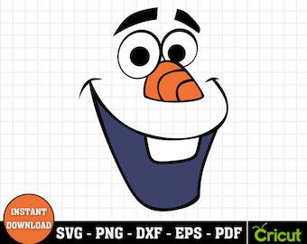 Olaf Face Svg Layered Item, Clipart, Cricut, Digital Vector Cut File, Svg, Png, Dxf, Eps, Pdf, Files