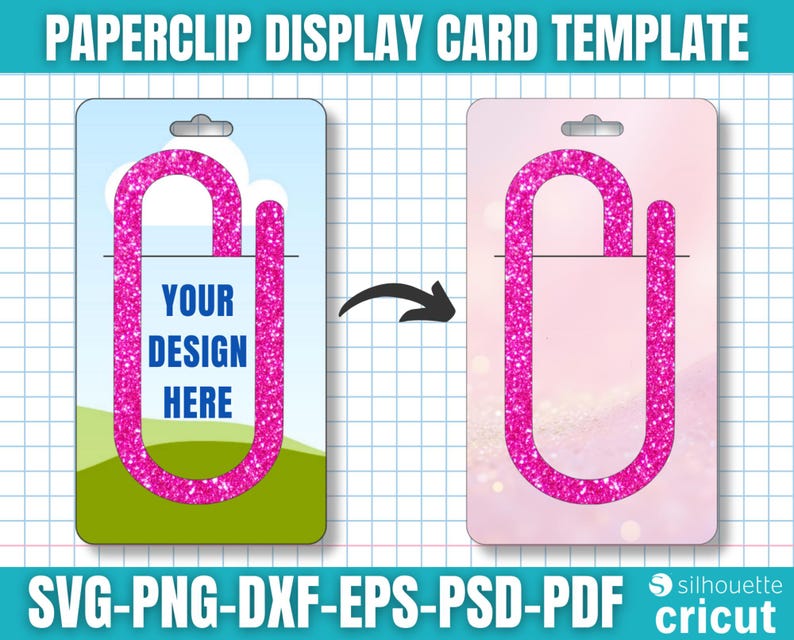 Paperclip Display Jumbo Paperclip Display Card Template, Paperclip Holder, Custom Display ...