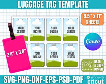 Gepäckanhänger Vorlage, Gepäckanhänger svg, Gepäckanhänger Sublimationsvorlage, Gepäckanhänger personalisiert, Reiseanhänger, Arbeitsabzeichen, Canva bearbeitbar