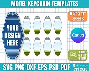 Motel Keychain Template, Motel Keychain Svg, Hotel Keychain Svg, Keychain Design, Sublimation Template, Svg files for Cricut, Canva Editable
