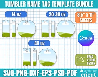 Tumbler Name Tag Template, Tumbler Name Tag Svg, H2.0 Version Name Plate, Tumbler Topper Lid Name Tag, 40oz 30oz 20oz 12oz, Canva Editable