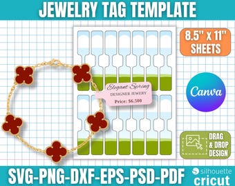 Schmuckanhänger Vorlage, Schmucketikettenvorlage, Schmuck Preisschild, Armbandanhänger, Halskettenanhänger, DIY Benutzerdefinierter Schmuckanhänger, Canva Bearbeitbar