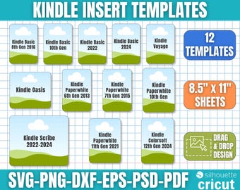 12 Kindle Insert Template Bundle, Kindle Insert Canva, bearbeitbare Kindle Insert, DIY druckbare Kindle Cover, Klare Hülle Insert, Canva bearbeitbar