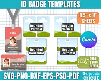 ID Badge Vorlage, DIY Benutzerdefiniertes Id Abzeichen, Namensschild, Personal Namensschild, druckbarer Ausweis, medizinisches Abzeichen, Büroschild, Canva