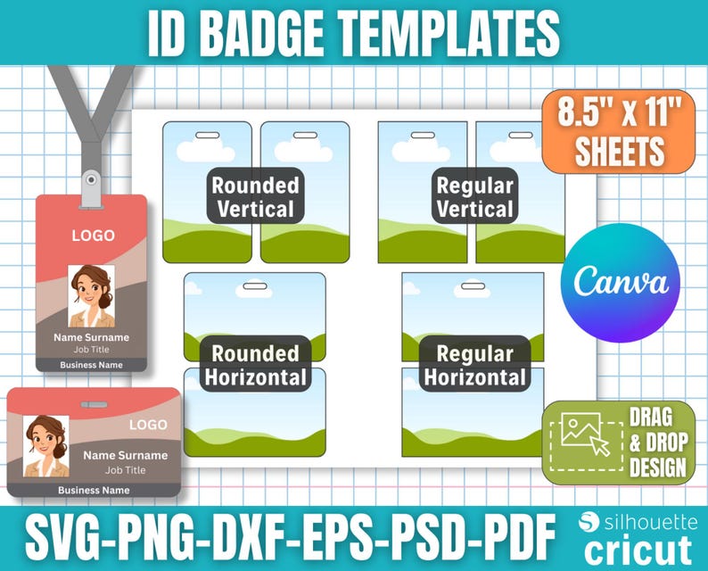 ID Badge Template, DIY Custom Id Badge, Name ID Badge, Staff Name Badge ...