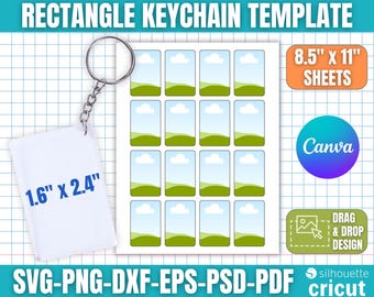 Rectangle Keychain Template, Keychain Template, Sublimation Template, Keychain Personalized, Custom Keychain, Acrylic Keychain, Canva Edit