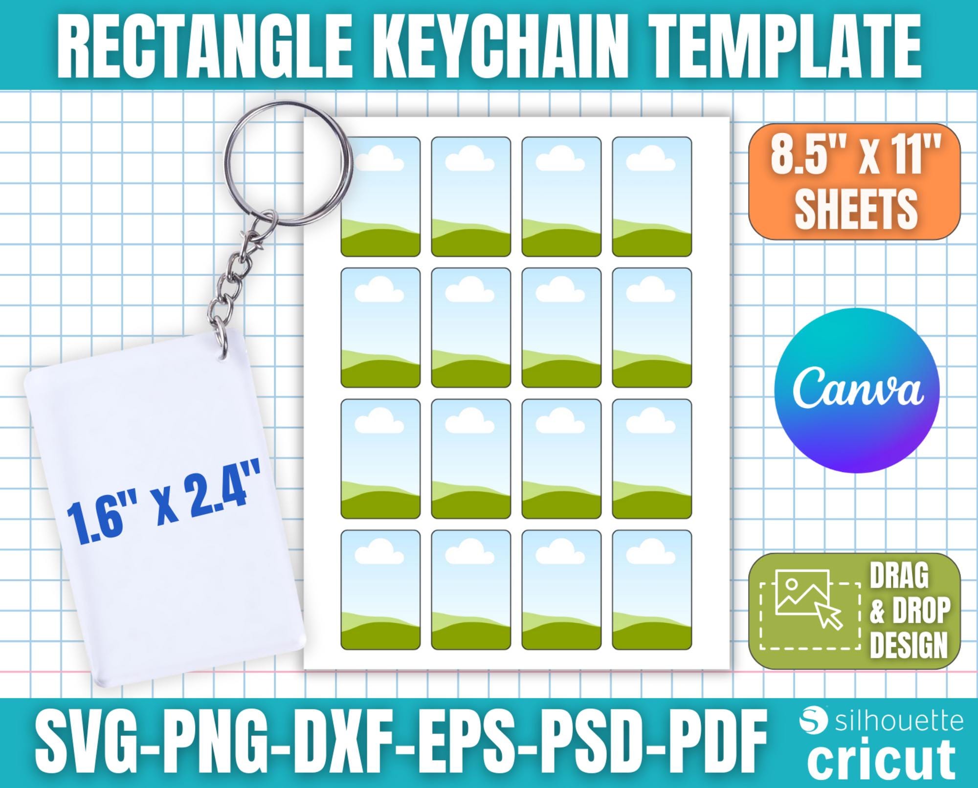 Keychain Frame Editable Rectangle Keychain Template, Keychain Template, Sublimation Template ...