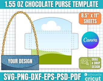 Chocolate Bar Purse Template, Chocolate Template, Bar Purse Template, Chocolate Bar Purse Wrapper, Candy Bar Template, Canva Editable