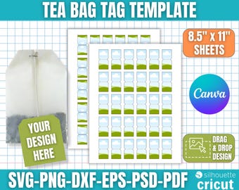 Tea Bag Tag Template, Tea Bag Label Template, Tea Bag Label Svg, Tea Bag Tag Svg, Diy Tea Tag, Tag Template, Label Template, Canva Editable