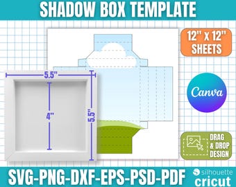 Shadow Box Template, Shadow Box Svg, Light Box Template, 3D Shadow Box Template, Shadow Box Frame, Paper Box Frame, Box Svg, Canva Editable