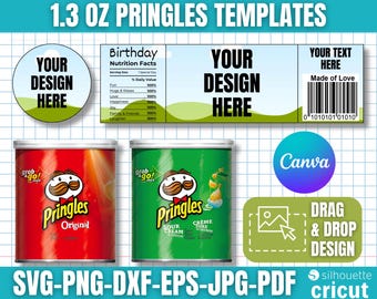 Pringles 1.3 oz Etikettenvorlage, Pringles Vorlage, Pringles Etiketten, Chip Dosenetikett Vorlage, ziehen Canva Vorlage, Party Favor