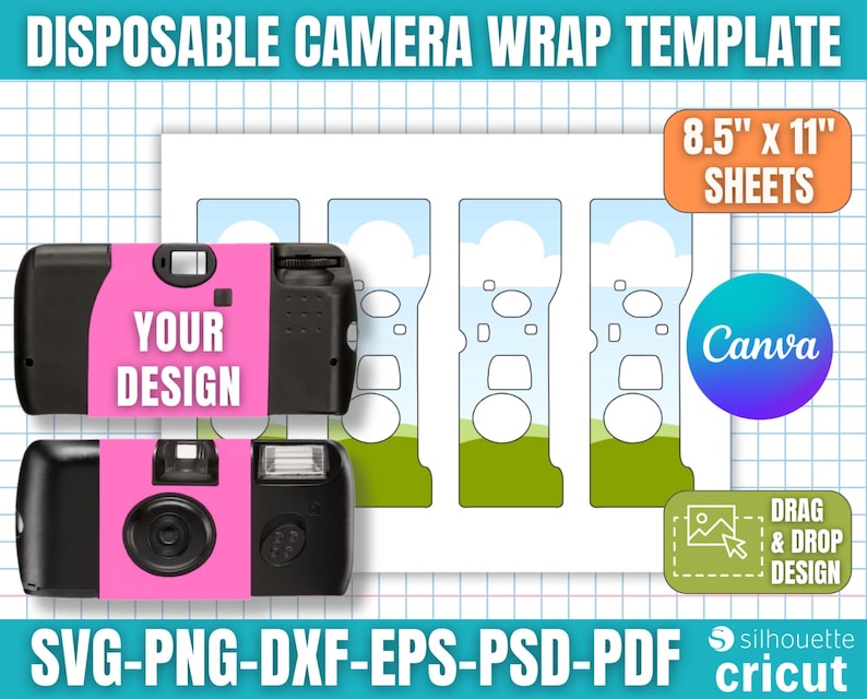 Disposable Camera Wrap Template, Quicksnap Film Camera, Printable ...