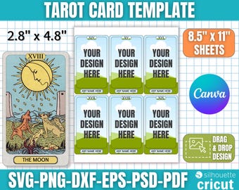 Tarotkartenvorlage, Benutzerdefinierte Tarotkarte, DIY Tarotkarte, benutzerdefinierte Kartendeckvorlage, druckbare Orakelkarten, Tarotdesign, Canva bearbeitbar