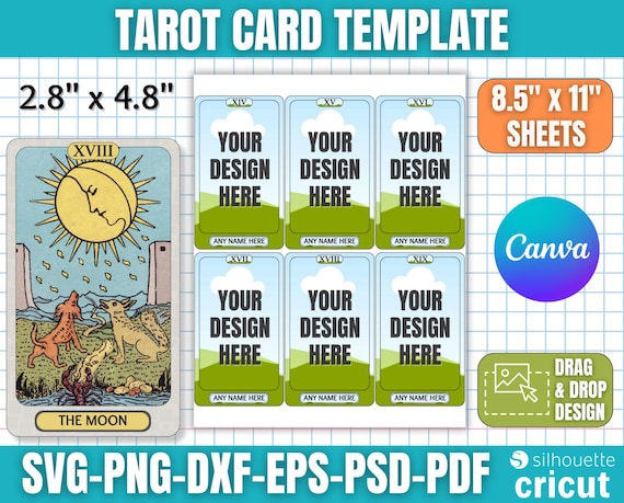 Tarot Card Template, Custom Tarot Card, DIY Tarot Card, Custom  Card Deck Template, Printable Oracle Cards, Tarot Design, Canva Editable