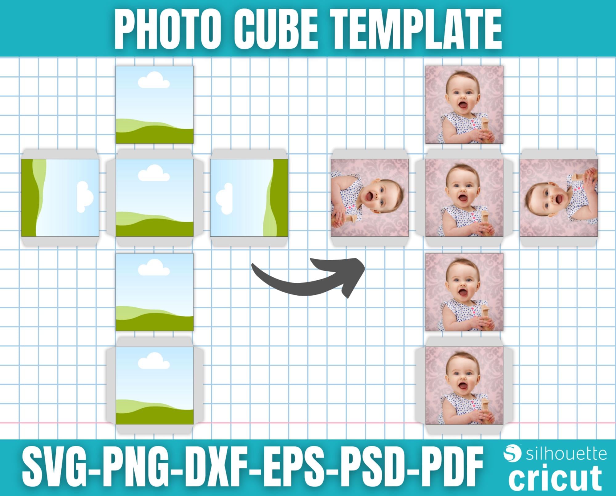 Photo Cube Template, Custom Photo Cube Box, Photo Box Template, 3D Cube ...