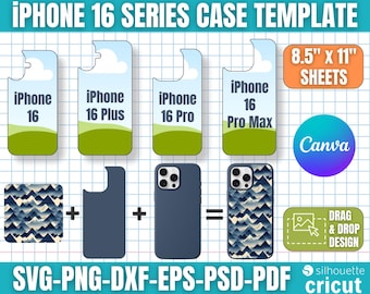 iPhone 16ケーステンプレート、電話ケーステンプレート、iPhoneケーステンプレート、iPhone昇華テンプレート、スマートフォンケーステンプレート、Canva編集可能