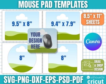 Rechteckiges Mauspad Vorlage Bundle, Mauspad Sublimationsvorlagen, rundes Mauspad, Mauspad Canva, DIY benutzerdefiniertes Mauspad, Canva bearbeitbar