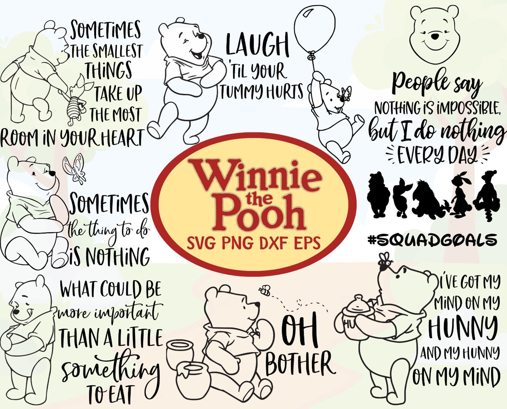 Winnie thePooh Quotes SVG, Cartoon Quotes, Winniethe Pooh Svg, Winnie Cut File, Winnie Files for Cricut or Silhouette Printable File Clipart