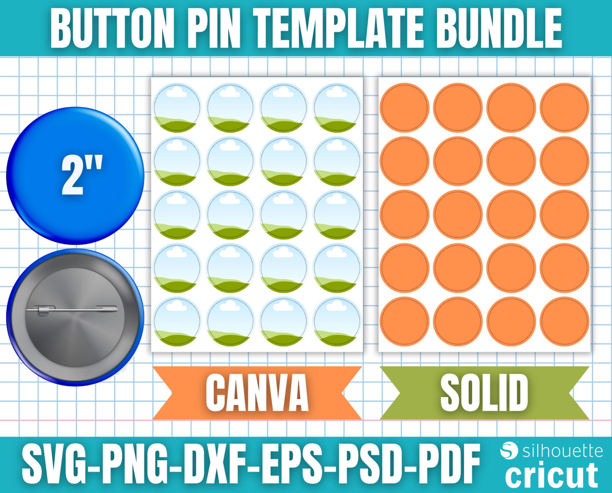 Button Pin Template Bundle, Button Pin Svg, Button Pin Template ...