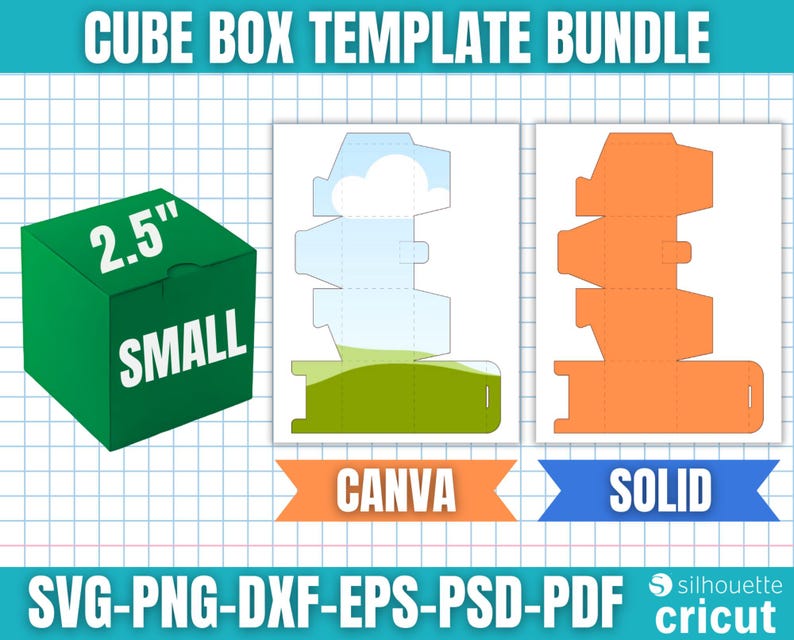 Cube Box Template Bundle, Cube Box Svg, Square Box Template, Gift Box ...