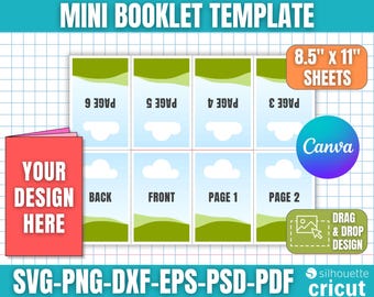 Modèle de livret, modèle de livre à plier, mini modèle de livre de coloriage, livret pour enfants, livret personnalisé, modèle de livret, éditable sur toile