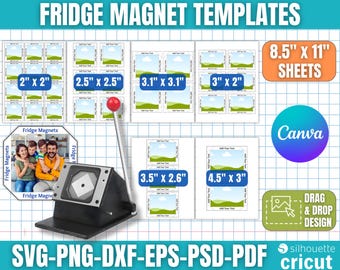 6 Größe Kühlschrankmagnet Vorlagen, Foto Magnet Vorlage, Magnet Maker Vorlage, Magnet Maschinen Vorlage, DIY Magnet Vorlage, Canva Bearbeitbar
