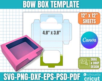 Bow Box Template, Window Box Template, Bow Box Svg, Window Box Svg, Gift Box Svg, Display Box, Party Favors Box, DIY Box Svg, Canva Editable