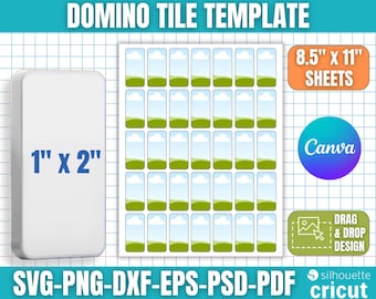 Plantilla SVG para fichas de dominó, plantilla para fichas de dominó con esquinas redondeadas, plantilla para sublimación de fichas de dominó, fichas de dominó personalizadas, editable en Canva
