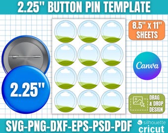 2.25" Button Pin Template, Button Pin Svg, Button Pin Template, Sublimation Button Pin Template, Canva Button Pin Template, Pin Button Svg