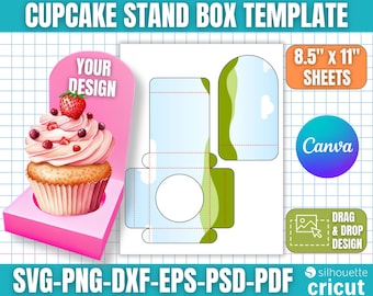 Cupcake Stand Box Template, Cupcake Stand, Stand Box Template, Cupcake Template, Cupcake Holder, Cupcake Package, Box Svg, Canva Editable